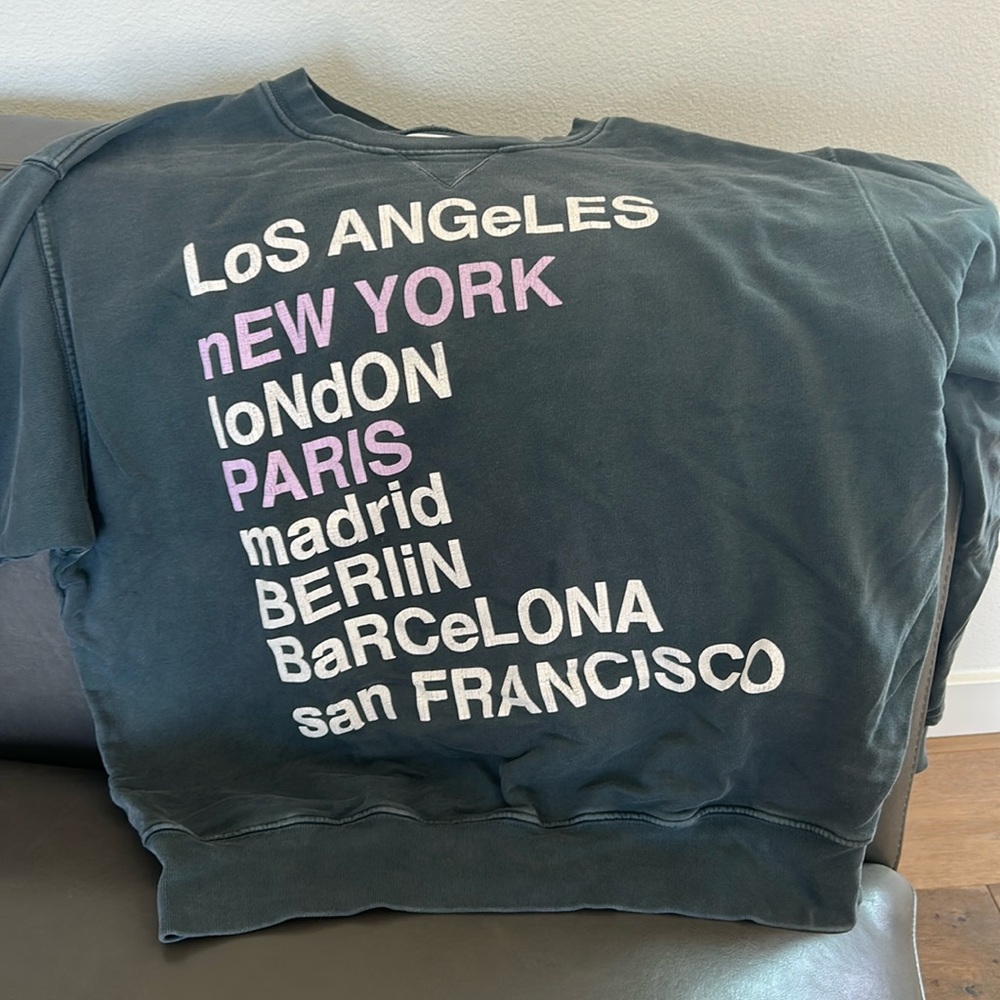 Anine Bing City Love Sweatshirt Charcoal Gray Size Large Organic Cotton